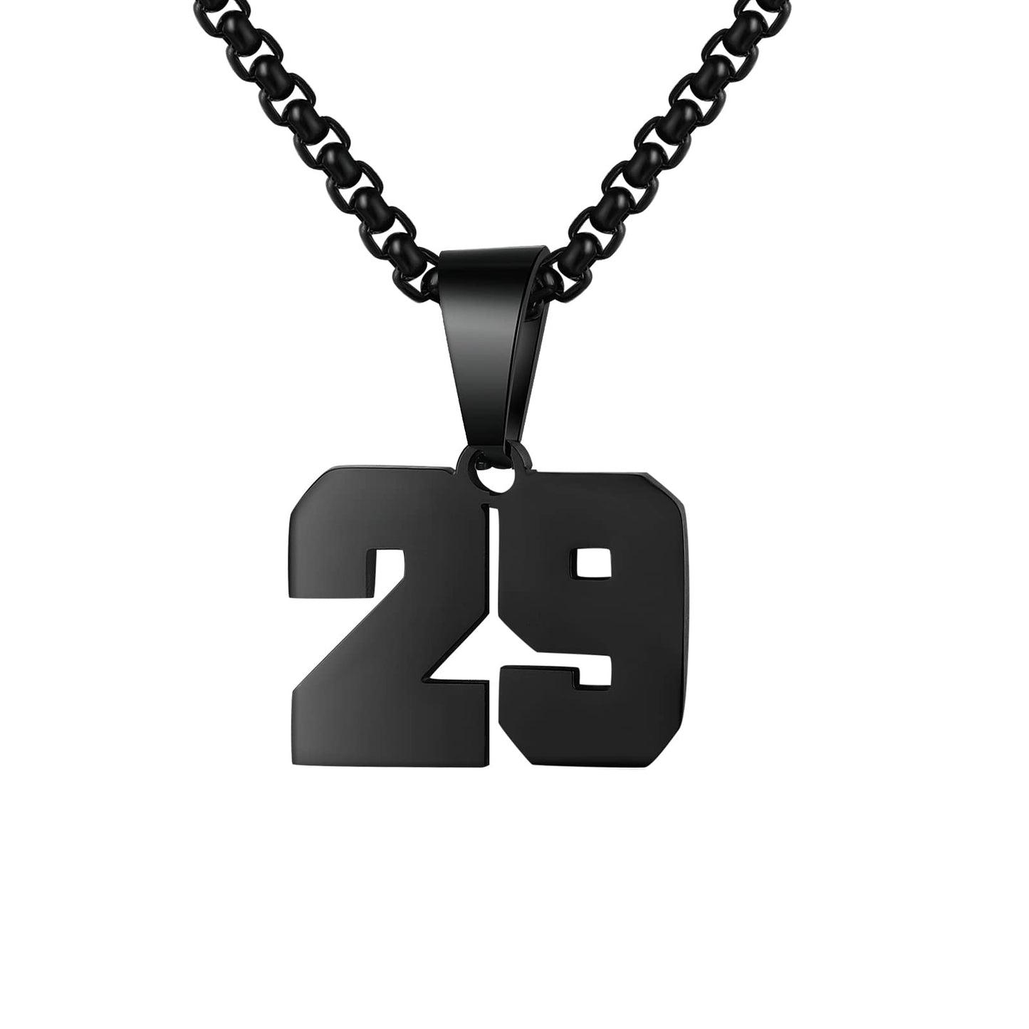 Number Necklaces Personalized Necklaces Black Initial Number Pendant Stainless Steel Chain Movement Necklaces for Men Women (29)
