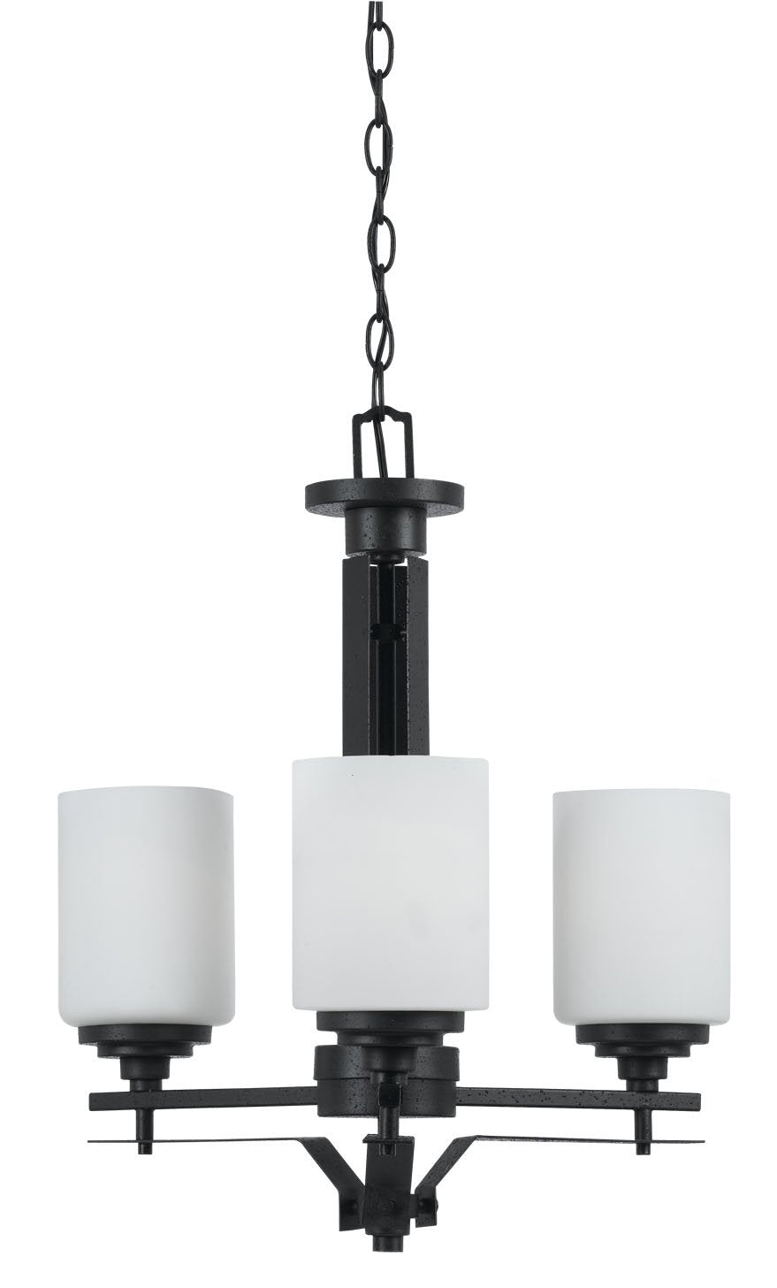 Cal Lighting FX-3505/3 3-Light Chandelier, Hand Forged Iron, Black, 20inL x 20inW x 21inH, Glass Shades