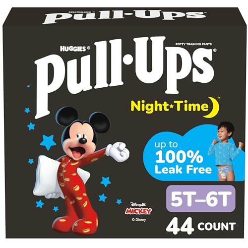 Pull-Ups Boys' Night-Time Potty Training Pants, Size 5T-6T Overnight Training Underwear (46-60 lbs), 44 Ct