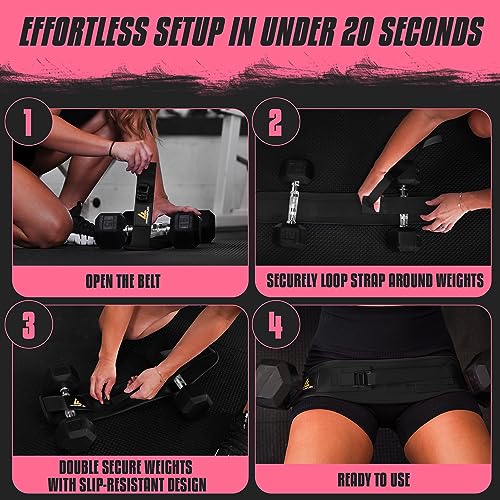 FITFABFLEX Exercise Hip Thrust Belt for Weights, Glute Workout Equipment, Adjustable Hip Thrust Belt for Dumbbells, Glute ...