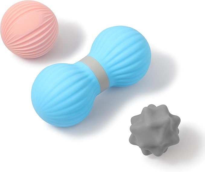 HODEMI Massage Ball Set with Spiky Ball, Lacrosse Ball and Peanut Roller for Deep Tissue Muscle Massage, Myofascial & Trig...