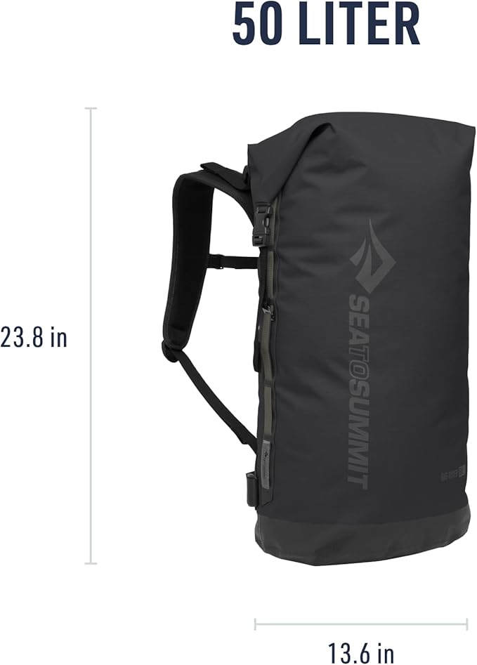 Sea to Summit Big River Dry Backpack with Adjustable Harness, 50 Liter, Jet Black