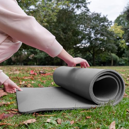 BalanceFrom 71x24 Inches Extra Thick Yoga Mat 1-Inch High-Density Foam – Roll-Up Exercise Pad with Double-Sided Non-Slip S...