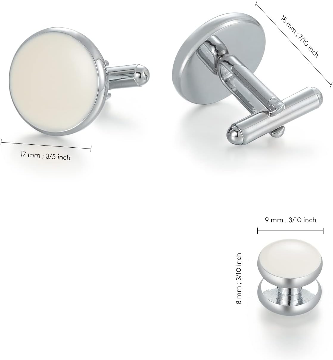 UJOY Cufflinks and Studs Set Blanks Round 4 Colors Shirt Tuxedo Buttons Packed in Cufflink Box for Men
