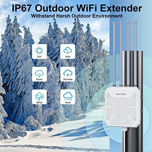 WAVLINK AX1800 Outdoor WiFi 6 Extender, IP67 Weatherproof Outdoor Access Point, High Power Long Range WiFi Extender Signal...