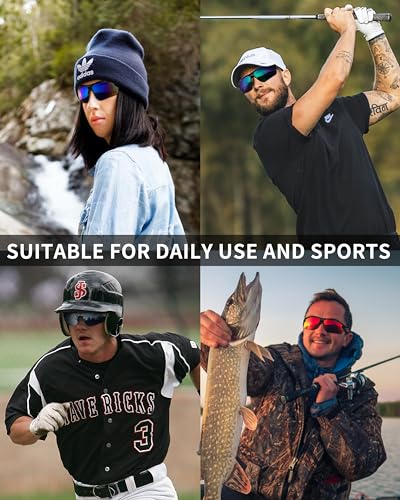 Polarized Sports Sunglasses for Men Women,UV400 Protection Sunglass for Running Cycling Fishing Hiking TR90