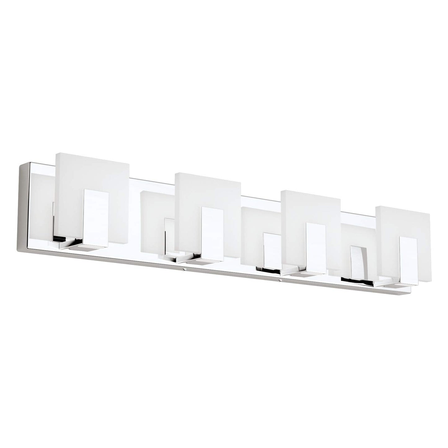 Aipsun Modern Led Bathroom Vanity Light, 4 Lights, Frosted White Acrylic, Chrome Finish, Model Ca-1105-4T, 6000K White Light