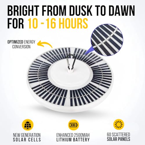Flagpole Department Ultra Bright Solar Powered Flag Pole Light | 100% Coverage with 48 LEDs | 14-Hour Dusk to Dawn | Water...