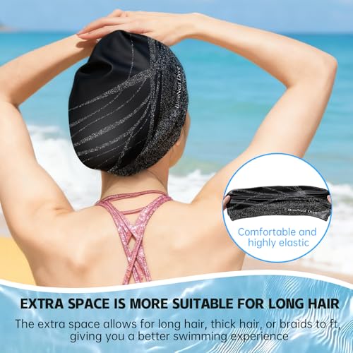 Large Silicone Swim Cap Durable Silicone Waterproof Construction with Ultra-Elastic Design Effectively Keeps Hair Dry. Sui...