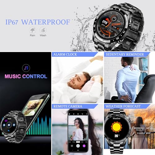 FILIEKEU Men Smart Watch for Android iOS, Bluetooth Calls Voice Chat with Heart Rate/Sleep Monitor Fitness Tracker, 1.3" F...