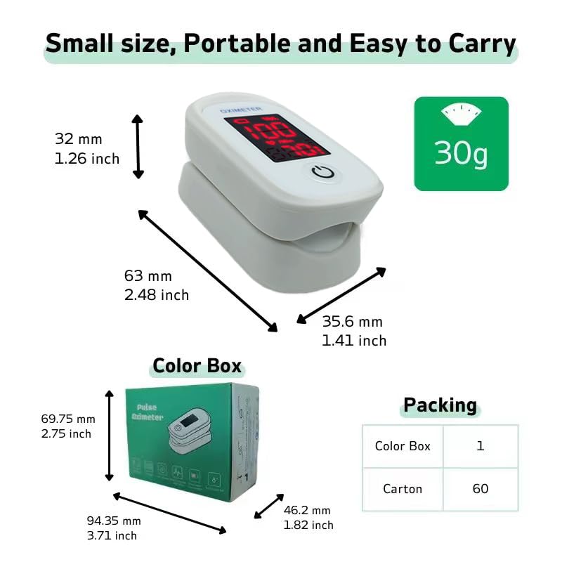 Fingertip Pulse Oximeter - Accurate Blood Oxygen Monitor (SPO2) & Heart Rate Monitor With Anti Motion Interference -Suitab...