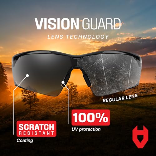 NoCry Safety Sunglasses with Green Tinted Wraparound Lenses; Tinted Safety Glasses for Men and Women with Adjustable Arms...