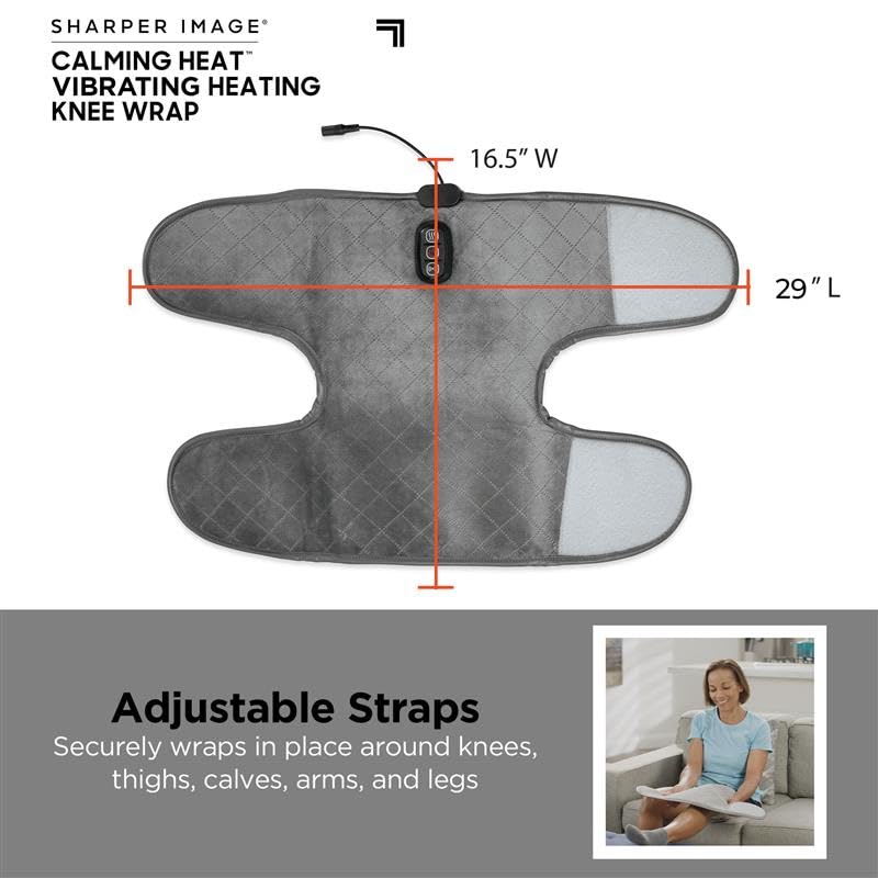 Calming Heat Knee Wrap by Sharper Image | Weighted Copper & Charcoal, Heating Pad, Auto Shut-Off Feature, Gift for Holiday...