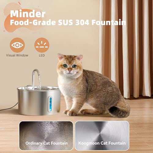 Cat Water Fountain Stainless Steel: 74oz/2.2L Cat Fountain for Drinking - Pet Water Fountain for Cats Inside - Automatic D...