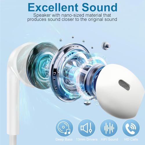 USB C Headphones for iPhone 17/16/15 Earbuds, Type C Earphones with Mic & Remote Control Noise Cancelling for iPhone 17 16...