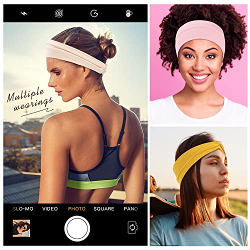Panleding 12 Pcs Stretchy Headbands for Women, Absorbed Sport Headband Soft Twist Knotted Headbands for Daily Life Yoga Wo...