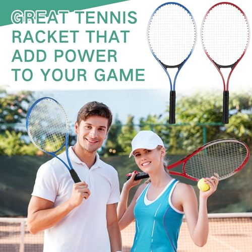 Motionchic 4 Pcs Tennis Rackets for Adult Recreational 4 Players 27" Tennis Racquet Lightweight Tennis Racket with 3 Tenni...