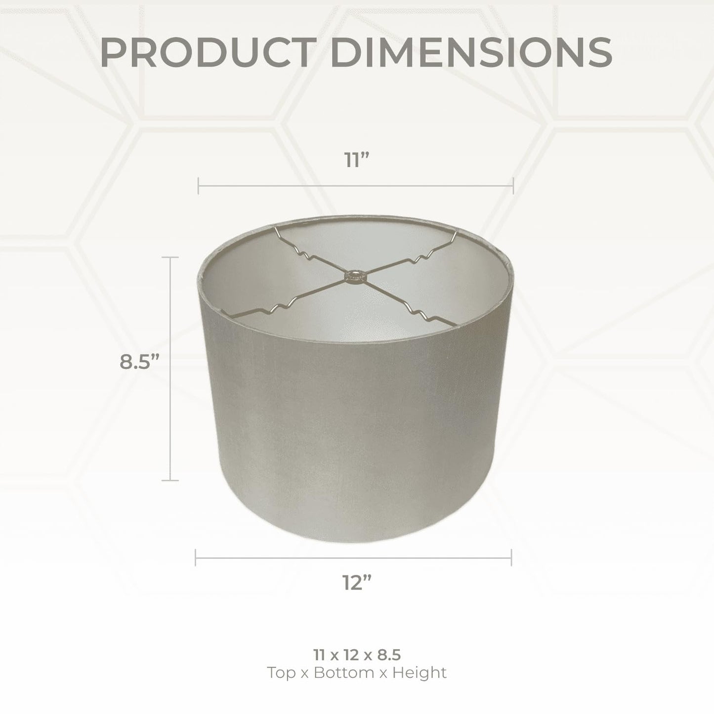 Royal Designs, Inc. Hardback Lamp Shade, Shallow Drum, 11 x 12 x 8.5, Gray, Model HB-610-12GR
