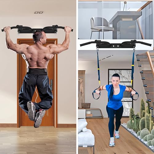Wall Mounted Pull Up Bar - Heavy Duty Chin Up Bar, Pull-Up Bar for Garage, Joist, Wall Mount - Multifunctional Fitness Ba...