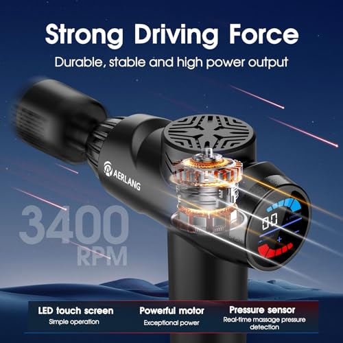 AERLANG Massage Gun with Heat and Cold,Deep Tissue Massage Gun, Back and Neck Massager for Pain Relief,Muscle Percussion M...