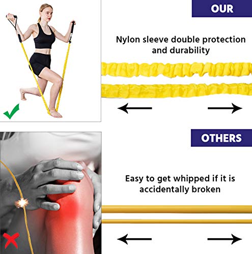 EILISON Resistance Band Kit with Heavy Duty Protective Sleeves for Safe Workout and Soft Anti-Slip Foam Handle, Door Ancho...