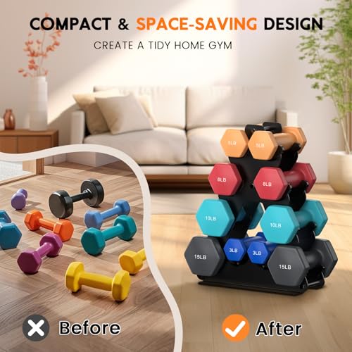 Dumbbell Rack Stand Only | Space-Saving Weight Rack for Home Gym, Hand Weight Rack Dumbbell Storage for Dumbbell Set (3-15...