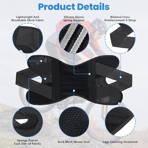 Realtop Knee Brace with Side Stabilizers for Knee Pain Relief Adjustable Compression Support with Breathable Air Mesh for ...