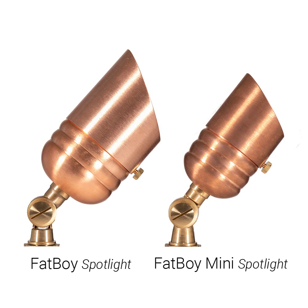 Volt Fat Boy 12V Outdoor Mini Spotlight (Copper) With 5W 2700K Warm White 400 Lumen Mr16 Led Bulb For Low Voltage Landscape Lighting Of Yard  Lawn  Garden  Patio  Trees & House