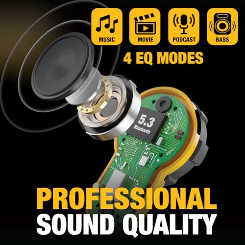 DEWALT Heavy Duty Bluetooth Jobsite Pro X2 ANC True Wireless Earbuds, Active Noise Cancelling Work Earbuds, Turn Dial Cont...