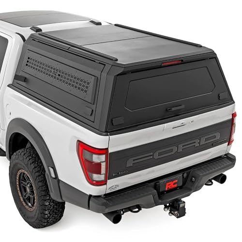 Rough Country Truck Bed Cap Topper for Ford F-150 (2021-2026) 5'7 Bed - Modular Design, Locking Gullwing Access Doors, Mol...