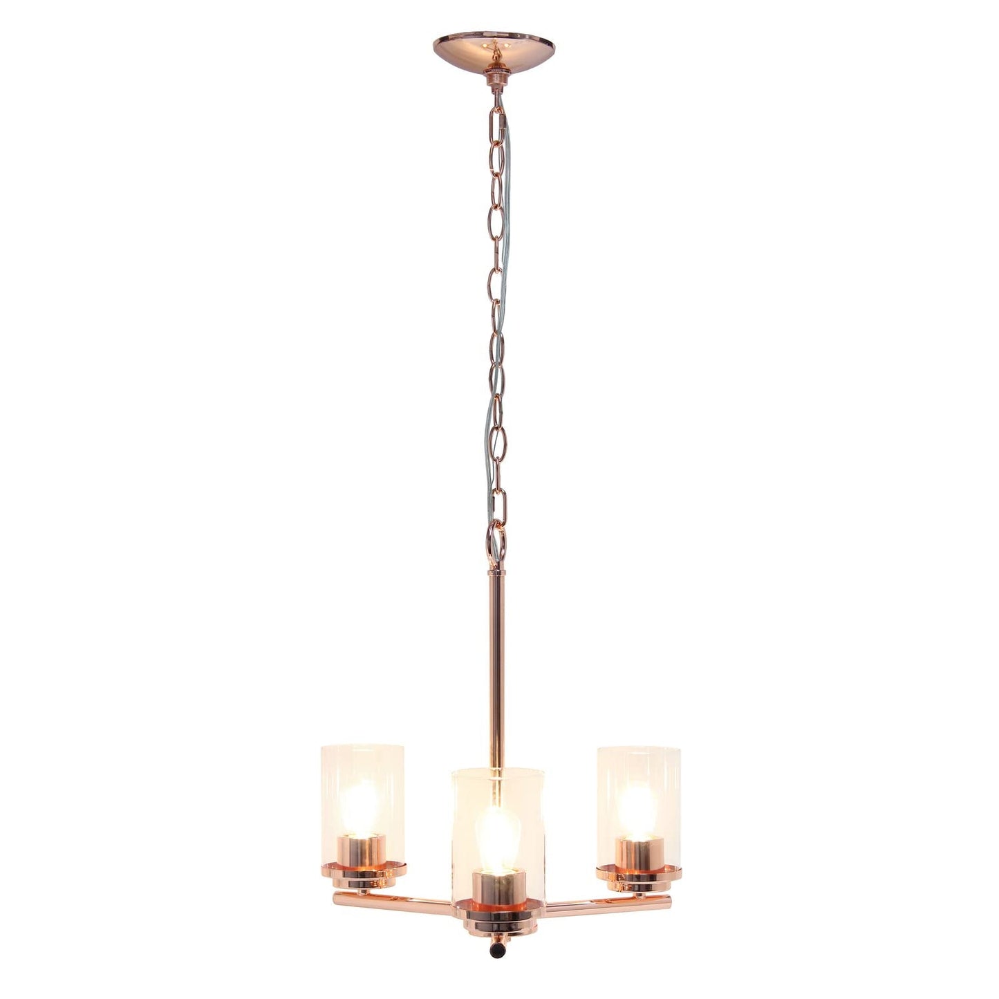 Elegant Designs 3-Light Pendant Chandelier, Glass & Metal, 15in Brushed Nickel, Model PT1018-BSN
