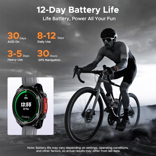 DOOGEE Anywise W1 Pro Mens Smart Watch, 5ATM Dual-Band GPS Offline Maps,1.43'' Fitness Smartwatches for Android Phone/iPho...