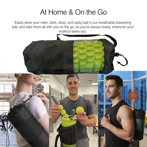 321 STRONG 5 in 1 Foam Roller Set with Hollow Core Deep Tissue Massager, Muscle Roller Stick, Stretching Strap, Spikey Pla...
