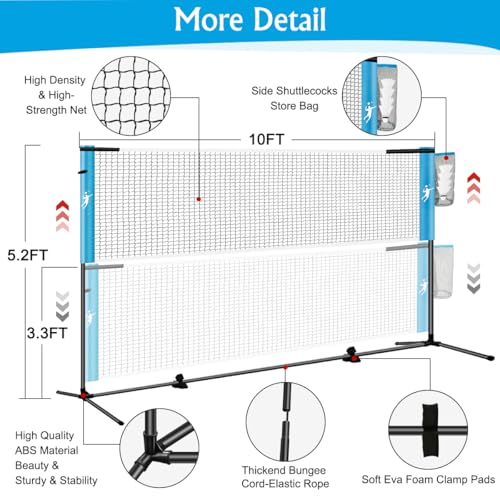 KIKILIVE Pickleball Badminton Net Set for Backyards, All-in-One Portable Volleyball Combo Set with Adjustable Net, Volleyb...