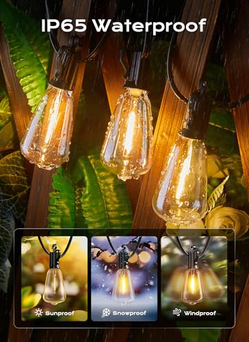 Brightown Outdoor String Lights Patio Lights, 100FT ST38 Shatterproof Dimmable Waterproof Connectable LED Christmas Light...