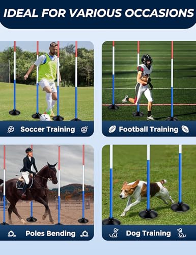 inoreal 6 Pcs 6FT Pole Bending Poles for Horses, Adjustable Equestrian Sports Training Equipment for Horses, Agility Poles...