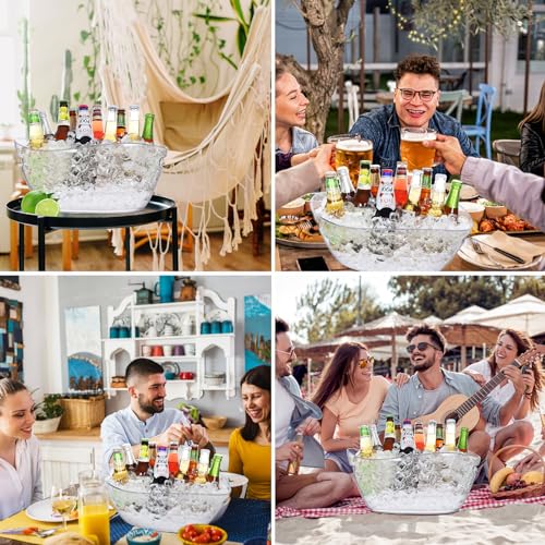 Ice Bucket-3 pcs Acrylic Beverage Tub,Champagne Bucket for Parties, Mimosa Bar Supplies for Beer, Sparkling, Wine, Cocktails