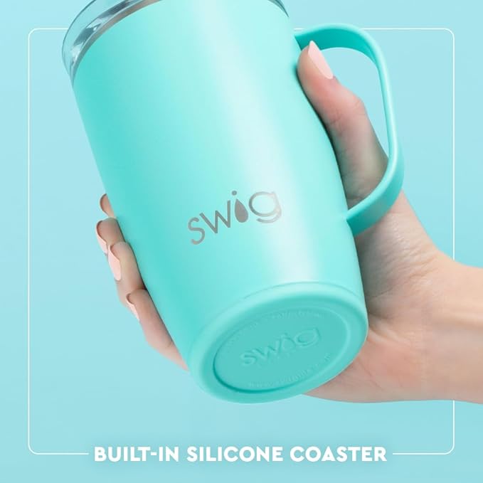 Swig Life 18oz Travel Mug, Insulated Tumbler with Handle and Lid, Travel Coffee Mug, Cup Holder Friendly, Stainless Steel 18 oz Tumbler, Reusable Insulated with Lid (Blushing Camo)