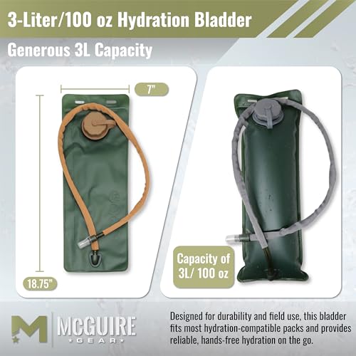 M MCGUIRE GEAR Hydration Bladder, 3L/100 oz. Water Bladder, Leak Proof Hydration Pack, Water Reservoir with Insulated Drin...
