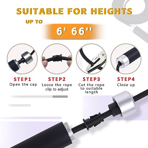 Jump Rope, 1/2 lb Weighted Jump Rope for Fitness Men and Women, Adjustable Jump Rope, Non-Slip Grip Steel Wire Skipping Ro...