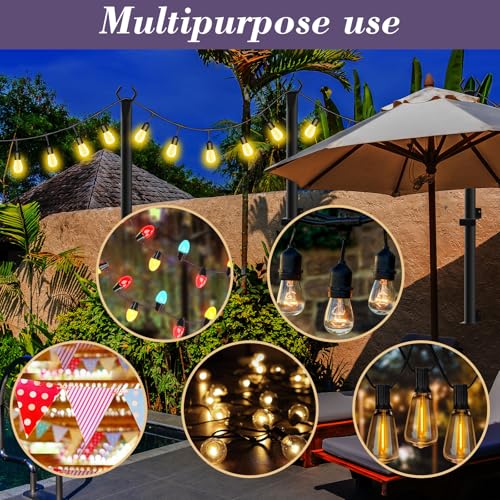NUERPO 4 Pack String Light Poles,5Ft Metal Poles for Outdoor String Lights,Outdoor Light Poles with Post,Poles/Stand for O...