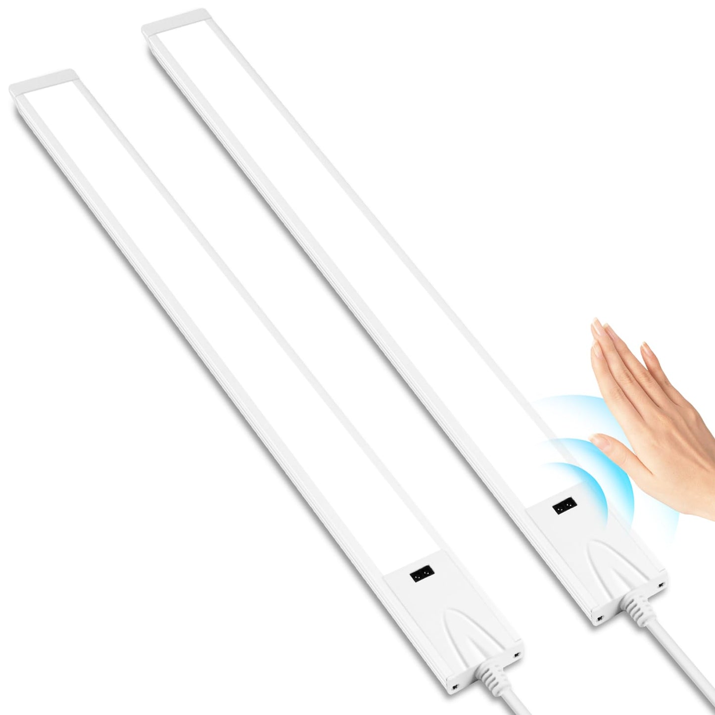 16 Inch Under Cabinet Lights With Hand Wave  2 Pack Under Counter Light With Dimmable And Colour And Brightness Adjustable Over The Sink Lighting Led For Kitchen Cabinet With Wire And Plug  Cupboard