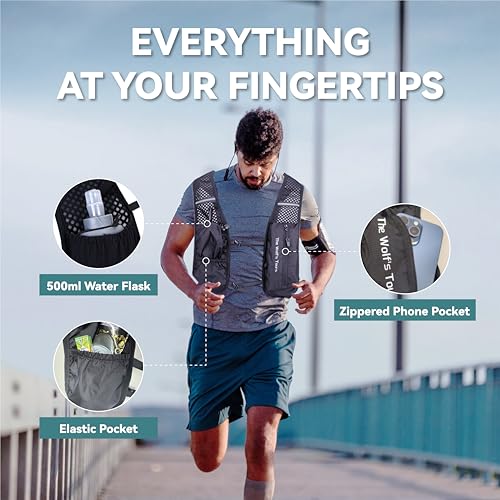 XBT Hydration Pack with 2L Water Bladder – Lightweight Running Vest for Men & Women – Adjustable, Breathable, Reflective H...