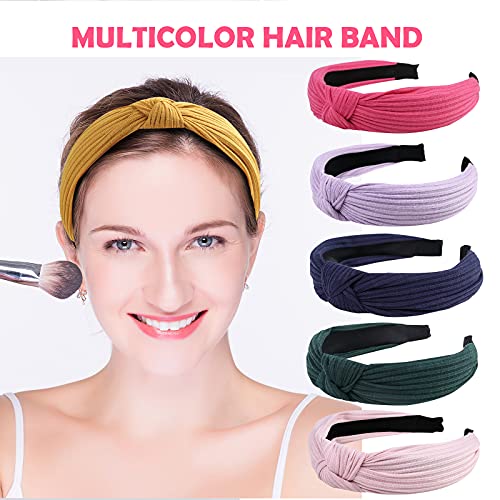 Fishinsea 10 Pack Knotted Wide Headbands for Women Cute Fashion Head Wrap in Solid Color Non-slip Hair Accessories for Dai...