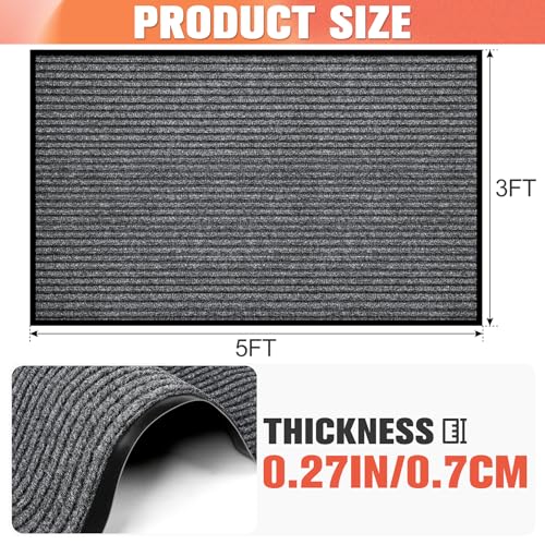 MYFAMIREA Commercial Floor Mat 3' x 5' Extra Large Front Door Industrial Rug Heavy Duty Brush Step Entrance Mat Weather Ut...
