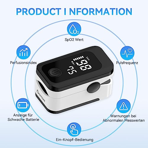 Berrcom Fingertip Pulse Oximeter, Blood Oxygen Saturation Monitor with Accurate SpO2 & Pulse Rate & Fast Readings, LED Dis...