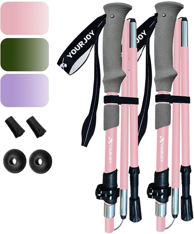 Yourjoy Hiking Trekking Poles, Macaron Colors 2 Pack Anti Shock, Adjustable, Collapsible Hiking Poles for Trekking or Walk...