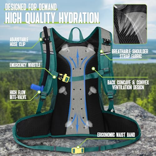 N NEVO RHINO Hydration Backpack, 18L Multipurpose Hiking Backpack with 3L Water Bladder, Water Backpack Insulated Hydratio...