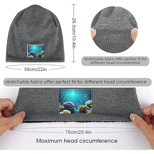YANYU Underwater Scenery Print Lightweight Waffle Pullover Hat Men Women Winter Headwear Outdoor Camping Travel