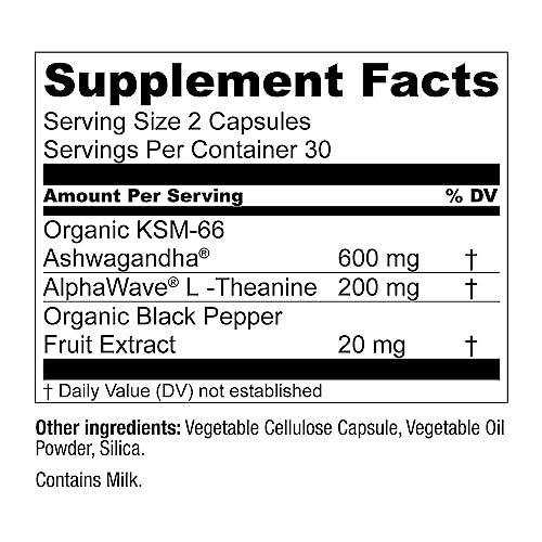 Live Conscious KSM-66 Ashwagandha Supplement w/L Theanine & AlphaWave - ZenWell Everyday Stress Relief, Cognitive, Brain H...